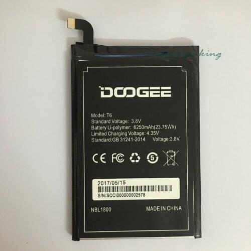 For DOOGEE T6 Battery High Quality Large Capacity 6250mAh Bateria Accumulator For DOOGEE T6 Pro