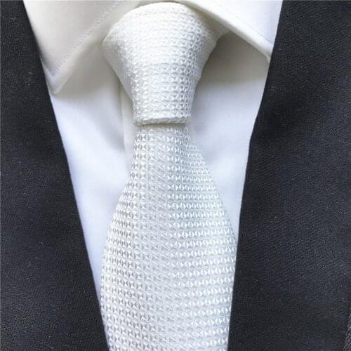 10 cm Width New Design Mens Ties Jacquard Woven Neck Tie White Geometric Gravata Neckties