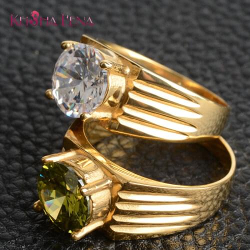 Quality Harm Male Translucent Crystal Vintage Stainless Steel Engagement Wedding Rings For Men Not Fade Factory Wholesale