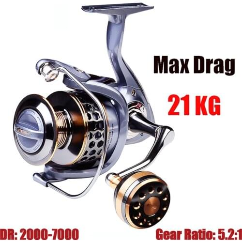 Fishing Reel 5.2:1 Ratio Max Drag 21KG Spinning Reel Casting Reel Carp Saltwater Fishing Weel