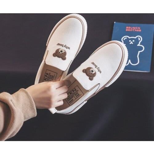 Sneakers Women Sports Kawaii Bear Canvas White Shoes Platform Flat Casual Running Vulcanize Spring Autumn Anime Trainers Korean