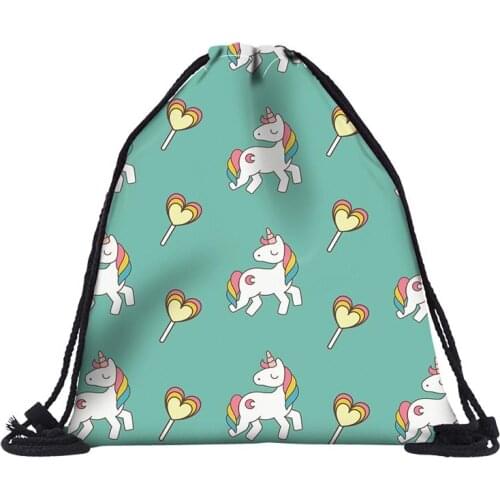 Cool Fabric Storage Package Drawstring Bags for Women Color Sack Backpack Variety Printing Bags NLDBGC29