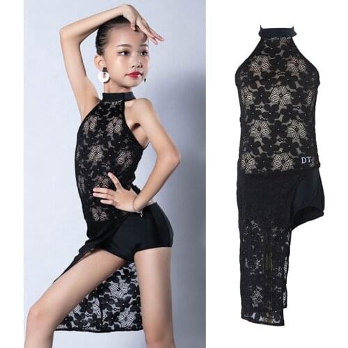 Lace Latin Dance Dress Girl Sets Black Dress Designer Clothes Summer Tango Dancer Outfit Samba Dance Wear Stage Costume JL3003