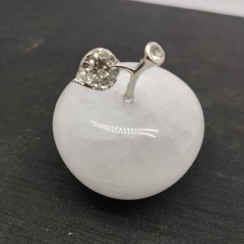 Quartz Apple white Crystal Figurine Home Decor Reiki Gift 1pc