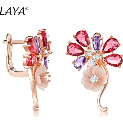 Laya Earrings For Women High Quality Synthetic Crystal Natural Shell Flower 925 Sterling Silver Fashion Jewelry 2021 Trendy