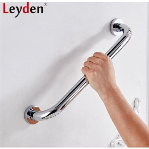 Leyden 30-50cm Silver Chrome Grab Bar Safety Handle Wall Mount Copper Handrail Safety Bar for Bathroom Handle Bathroom Accessory