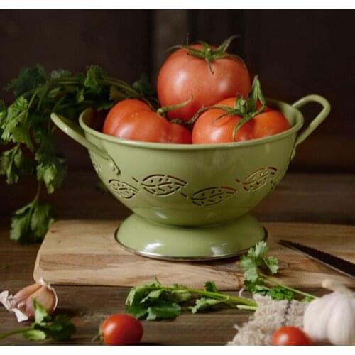 Leaf Pattern Metal Salad Bowls Home Table Fruits Snacks Food Plates Draining Strainer Dishes for Dinnerware Washing Basket