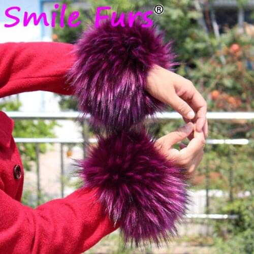 Large cuff fur wrist 2pcs big sleeve decor winter coat sleeve hand ring faux fox fur large fur warm oversleeves arm cuffs WME11