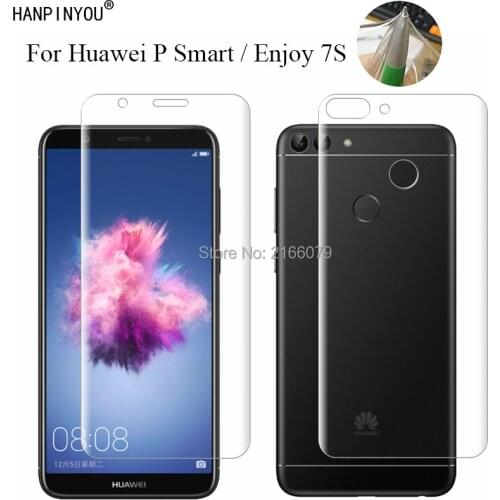 For Huawei P Smart / Enjoy 7S 5.65" Soft TPU Front Back Full Cover Screen Protector Transparent Protective Film + Clean Tools