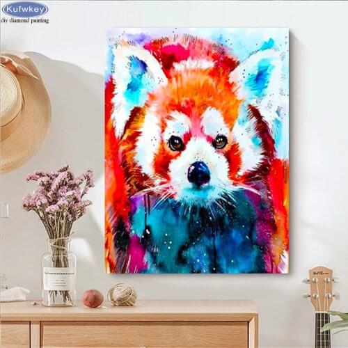 Colorful Animal Raccoon 5D DIY Diamond Painting red panda Full Square drill stone Cross Stitch kit Rhinestone Embroidery Mosaic