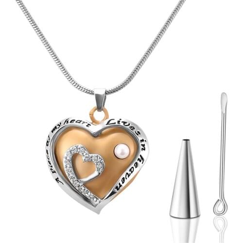New heart Urn Pendant A piece of my heart is in heaven For Cremation Ashes Keepsake Necklace Keepsake Locket Men Women Pendant