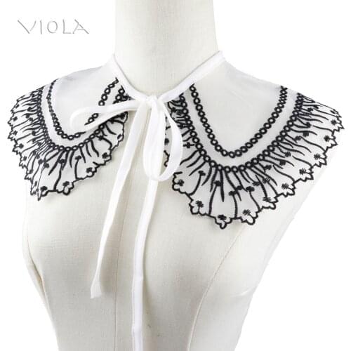 Sweet Cute Women Lace Ogan Yarn Fake Detachable Collar White Black Party Lolita Cospaly Daily Sweater Lovely Girl Gift Accessory