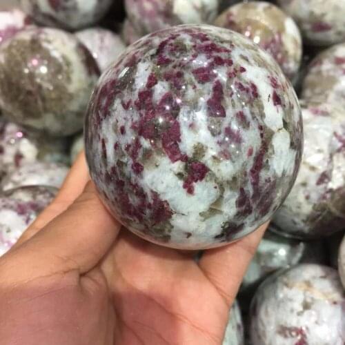 About 60mm natural mineral red tourmaline Crystal gemstone sphere meditation reiki healing polish crystal stone home decoration