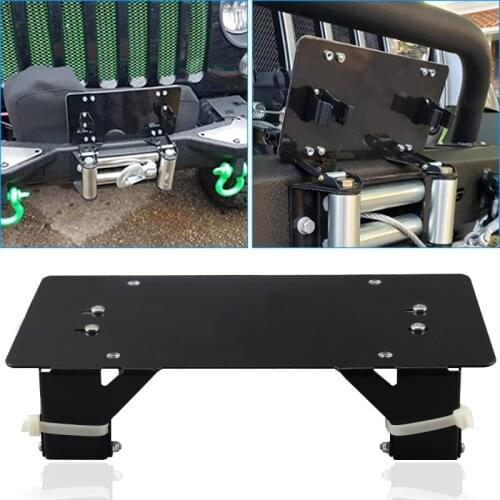 Flip Up License Plate Mount Winch Roller Fairlead Mounting Bracket Frame 8 3/4 Inch Holder