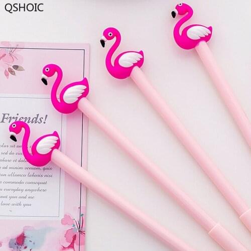 40pc/lot Flamingos Swan Gel Ink Pen/creative Cartoon Student Office Water Pen / Signature Pen/children Gift