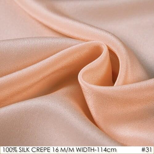 SILK CREPE DE CHINE 114cm width 16momme/100% Pure Mulberry Silk Matt Color Women Evening Dress Fabric Peach NO 31