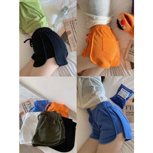 Summer Solid Color Shorts Women Fashion Ladies Elastic Waists Short Pants Girl Cotton Shorts Loose Home Shorts For Female S-5XL