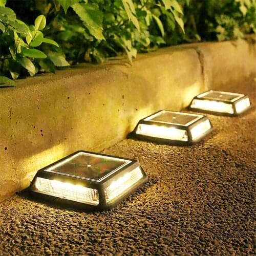 Outdoor Driveway Dock Lights Solar Deck Light Wireless IP67 Waterproof Warning Step Lights For Sidewalk Garden Pathway