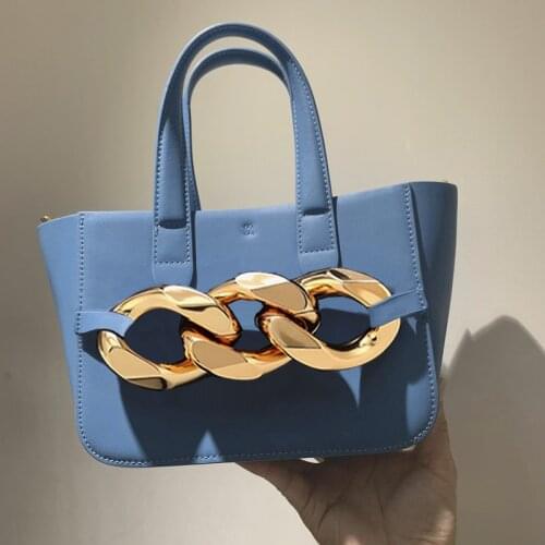 Thick Chain Handbag Small PU Leather Crossbody Bag for Women 2021Simple Totes Shoulder Bag Lady Travel Handbags And Purses