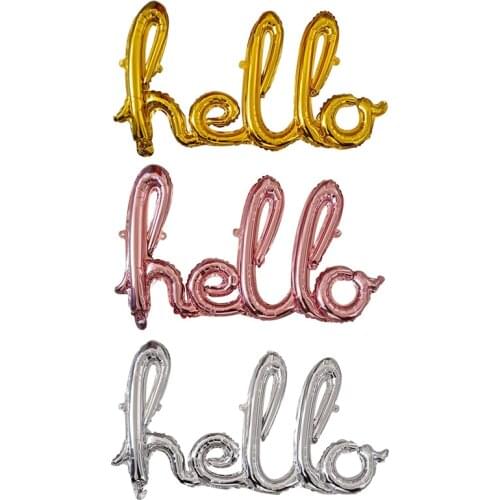 1set Rose Gold linking Hello Letter Foil Balloons Baby Shower 1st First Happy Birthday Party Decoration Balloons Air Globos