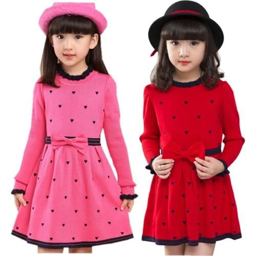 Fancy Girls Sweaters Dress Kids Fashion Knitted Dress For Girls Children Spring Autumn Clothing For Age 4 5 7 9 11 13 Years Old