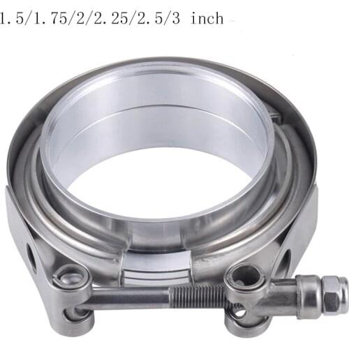 1.5/1.75/2/2.25/2.5/3 inch V-Band Clamp Stainless Steel Exhaust Downpipe Clamp Flat Flange Assembly Car Accessories