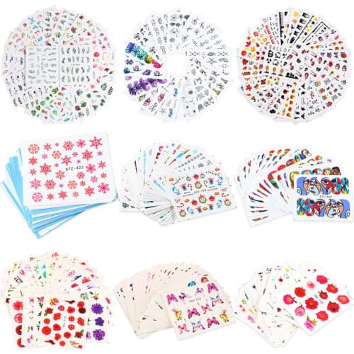 30/40 Pcs/sets Nail Water Sticker Flower Flamingo Beauty Slider Bloom Colorful Plant Pattern 3D butterfly Manicure Sticker