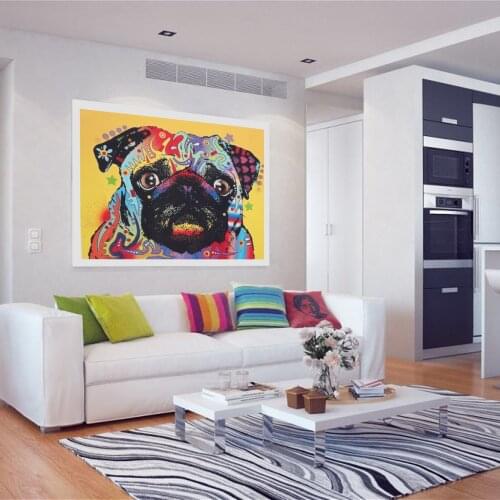 1 Panel Canvas Oil Painting, Artwork Picture Wall Art Decor Hanging Poster, Home Chic Decor, Pug Dog