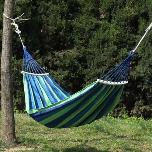 Garden Hammock Portable Hammock Sports Home Travel Outdoor Camping Swing Hanging Chair Thick Canvas Stripe Bed Hammock 260X150CM