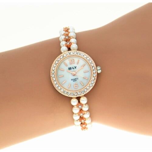 100pcs/lot E-LY fashion lady bracelet watch wrap quartz elegance watch beaded crystal wristwatch wholesale hour clock