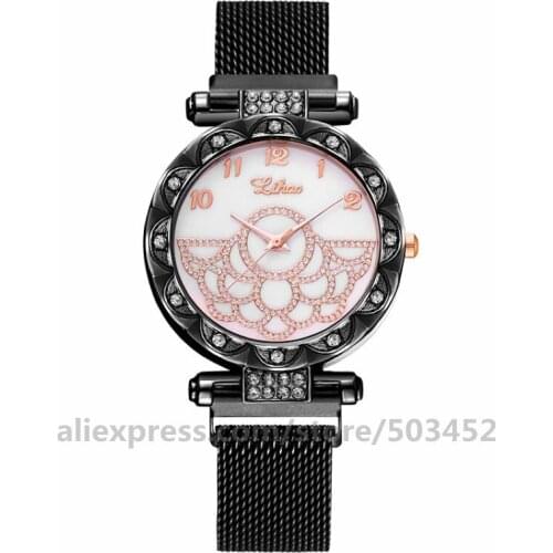 100pcs/lot YOLAKO Magnetic Clock Rhinestone Fashion Gift Bracelet Dress Relogio Feminino Lady Female Elegant Watches