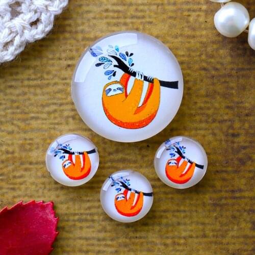 12mm 25mm 14mm 16mm 18mm 20mm Photo Glass Cabochons Round Cameo Set Handmade Settings Sloth 02