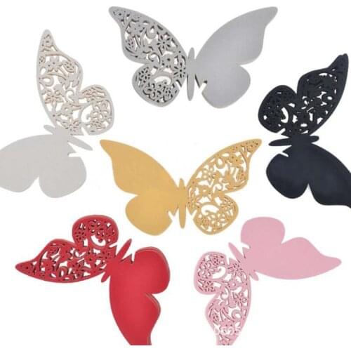 20Pcs/Lot Hollow Butterfly Wine Glass Card Name Place Seats Card DIY Wedding Party Decor Birthday Baby Shower Christmas Supplies