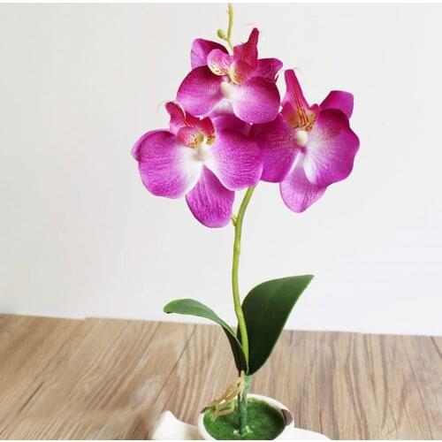 3 heads Orchid Artificial Flowers DIY Artificial Butterfly Orchid Silk Flower Bouquet Phalaenopsis Wedding Home Decoration