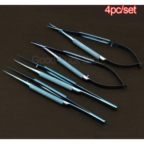 4 Pcs/Lot titanium 14cm outside hand instruments Kit ( invoicing )scissors needle holder forceps