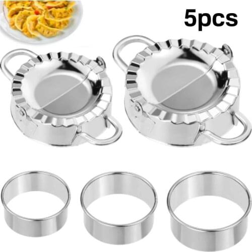 5pcs Ravioli Maker Stainless Steel Dumpling Mold Set Dumpling Wrapper Mold Dough Press Cutter Empanada Press Pie Ravioli Press