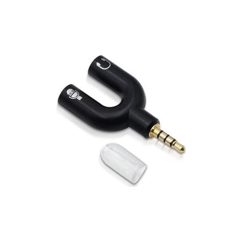 50PCS/LOT Headset Adapter Kit U Shape 3.5mm Y Splitter for Audio Headphone and MIC Headset Cellphone Factory Price