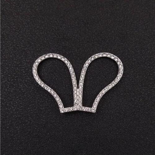 50pcs Rabbit Ear Glitter Crystal Rhinestone Appliques For Headband Metal strass Flatback Buckle Wedding Hairpin Hair Clip Decor