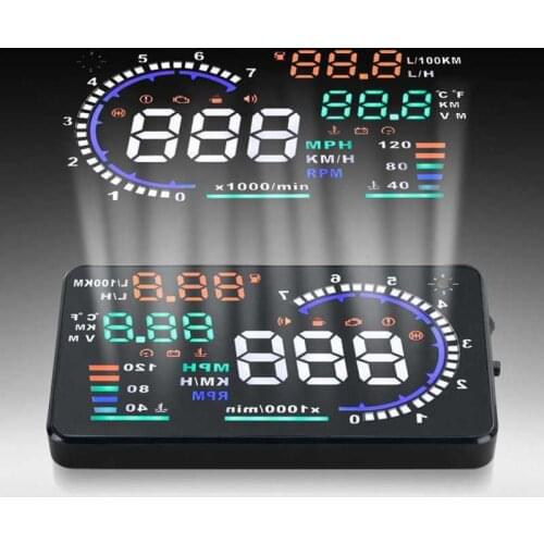 A8 5.5'' OBD II Car HUD Head-Up Display Car-Styling Overspeed Warning Windshield Projector Alarm System Universal Auto