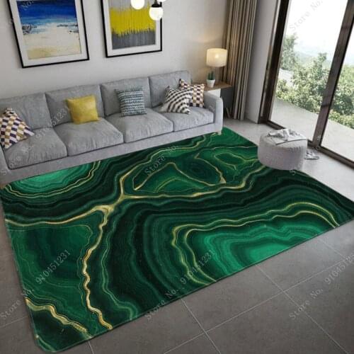 Abstract Marble Green Bedroom Rug Agate Stone Texture Printed Living Room Rug Large Flannel Floor Mat Area Rug Coffee Table Mat