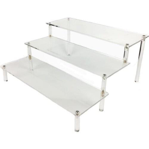 Acrylic Detachable Three-tier Display rack,Transparent Cosmetics Display Stand &Shelves Wallet Shoes Stand Display