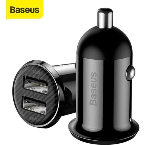Baseus Dual USB Car Charger 4.8A Mini Phone Charger in Car For iPhone 12 Pro Max ForXiaomi ForSamsung Dual USB Charger