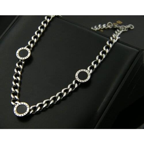 Free shipping own brand lierzika stainless steel black color shell silver color Crude chain necklace