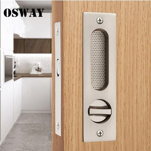 Mute Mortice Sliding Door Lock Hidde Handle Interior Door Pull Lock Modern Anti-theft Room Wood Door Lock Furniture Hardware