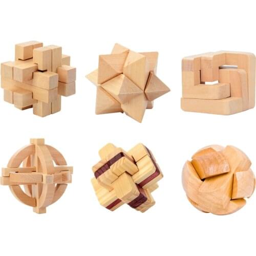 Football Lock Kong Ming Lock Block Lu Ban Lock Block 3D Wooden Interlocking Puzzles Game Brain Game Education Toy For Adults Kid