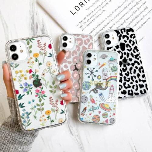Case For iPhone 11 12 Pro Max X XR XS Max Soft TPU Silicon Transparent Cover For 7 8 6 6S plus SE 2020 Cartoon Design Cases