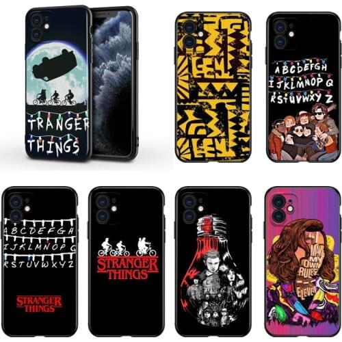 Stranger Things For Apple iPhone 13 12 11 Mini XS XR X Pro MAX SE 2020 8 7 6 5 5S Plus Black Silicone Phone Case