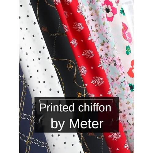 Floral Fashion Chiffon Fabric Opaque By The Meter for Shirt Dress Skirt Clothes Sewing Summer Silky Drape Textile Flower Printed