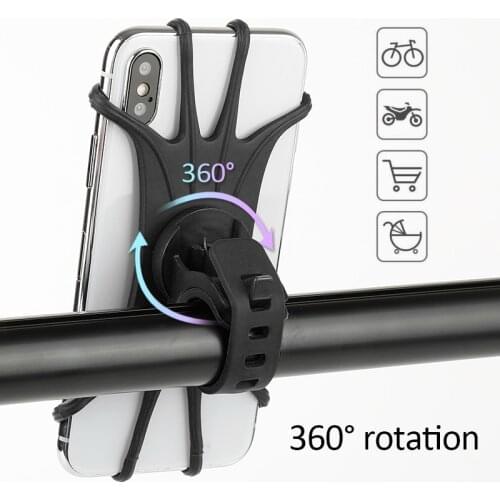 Bicycle Phone Holder 360° Rotatabl Motorcycle Bike Stand Mount Bracket Silicone Handlebar For IPhone 12 11 Samsung Huawei Base