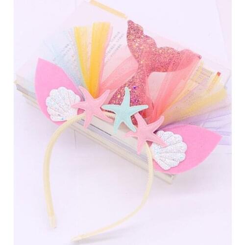 Childrens headwear gold powder mermaid headband Beach theme party series hair accessories holiday party starfish flower hot